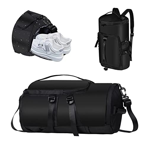 Small Gym Bag for Men and Women, Black Gym Backpack with Shoe Compartment, Weekender Backpack, Workout Bag for Exercise, Travel Duffle Backpack for Cycling, Swiming, Camping Small Gym Bag for Men and Women, Black Gym Backpack with Shoe Compartment, Weekender Backpack, Workout Bag for Exercise, Travel Duffle Backpack for Cycling, Swiming, Camping