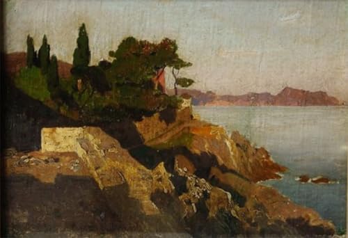 Vue du Ligurien à Nervi Impression Tableaux Graffiti Art Moderne Décoration Murale 60x90