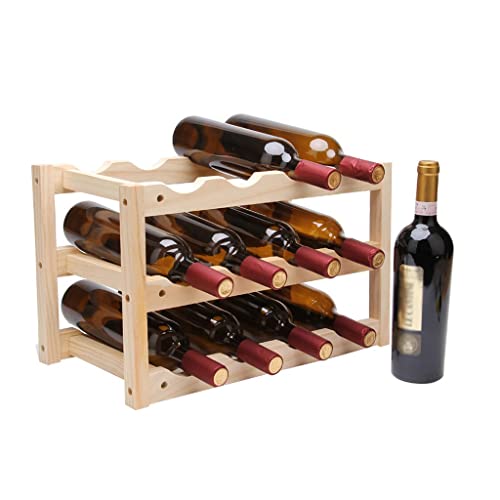 Soporte para botellas de vino de madera sólida 3 niveles miniatura 4