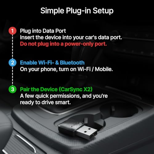 Image of pTron CarSync X2 2-in-1 Wireless Carplay Receiver, Converts Wired Android Auto & CarPlay to Wireless, USB A & Type C, Only for Cars with OEM-Installed Wired Android Auto /CarPlay, Plug & Play (Black)