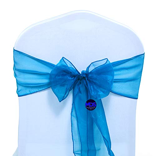 Mds Pack Of 50 Organza Chair Sash Bow Sashes For Wedding And Events Supplies Party Decoration Chair Cover Sash - Dark Teal #TOP2