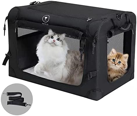 Large Cat Carrier for Car Travel, Pegic Soft Sided Collapsible Pet Carrier for Outdoor and Indoor Uses, Roomy Extra Large Cat Carrier for 2 Kittens, Large Cat or Puppies Up to 55lbs