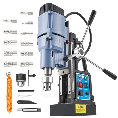 ZELCAN Magnetic Drill Press with 11 Drill Bits, 1550W...