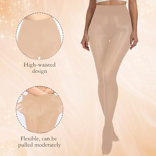 Image of Buauty Shimmer Tights for Women, Shiny Oil Pantyhose Stockings, Oil Bright Shaping Tight Ultra Shiny Sheer Tights High Waist