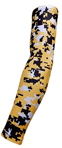 Sports Farm NEW! Moisture Wicking Compression Arm Sleeve (Yellow Digital Camo, Large)
