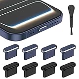 AUZOSL USB C Staubschutz für iPhone 17/17 Pro, 4 Aluminium+4 Silikon Schutzkappe Set mit Aufbewahrungsbox & Reinigungsbürstchen