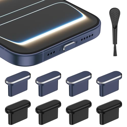 USB C Dust Plug for iPhone 17 Series,4Pcs Aluminum+4Pcs Silicone,Deep Blue