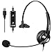 Price comparison product image USB Headset with Microphone Noise Cancelling & Audio Controls, Wideband PC Headphone for Business UC Skype Lync Softphone Call Center Office Computer, Clearer Voice, Super Light, Ultra Comfort