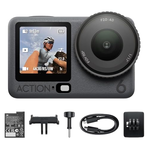 Image of DJ I Osmo Action 6 Standard Combo 4K Action Camera 1 /1.1 Inch Sensor Variable Aperture f2.0 f4.0 Waterproof Cold Resistant Stabilization Long Battery for Travel Sports Vlogging