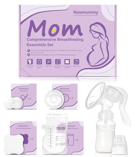 Image of Breastfeeding Essentials Kit for Nursing Moms - Manual Breast Pump, Nipple Shields, Milk Collectors, Breastmilk Storage Bags, Soothing Gel Pads for Breastfeeding Newborn Relief for Sore Nipples 37 Pcs