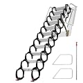 Wall-Mounted Attic Ladder, 12-Step Pull Down Attic Stairs with Handrails, 880 lbs Load Capacity, Folding Loft Ladder for Attics, Garages, Basements, and Roof Access