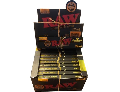 RAW BLACK Classic Connoisseur King Size Slim Rolling Papers & Tips