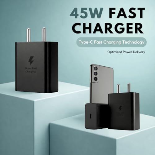 Image of 45W PD Type C Charger with USB C Cable for Samsung Galaxy S26 /S25 /S24 Ultra /S23 FE /S21 FE /M55 /M35 /A55 /Z Fold 7 /Flip 7