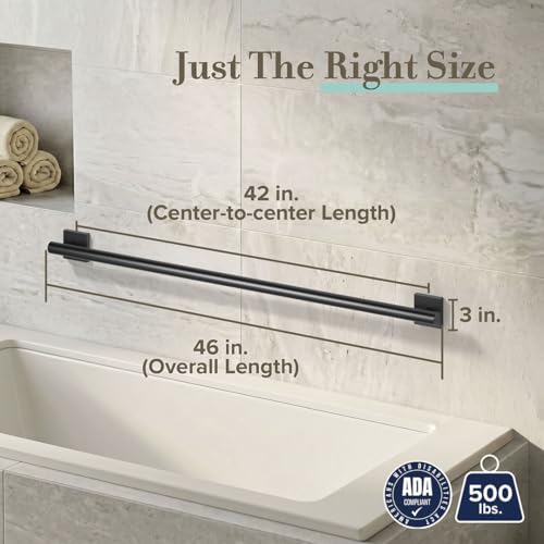 Image of Gatco 948MX Elevate 42 inch L Grab Bar, Matte Black /ADA Compliant Stainless Steel Safety Grab Bar for Bathroom