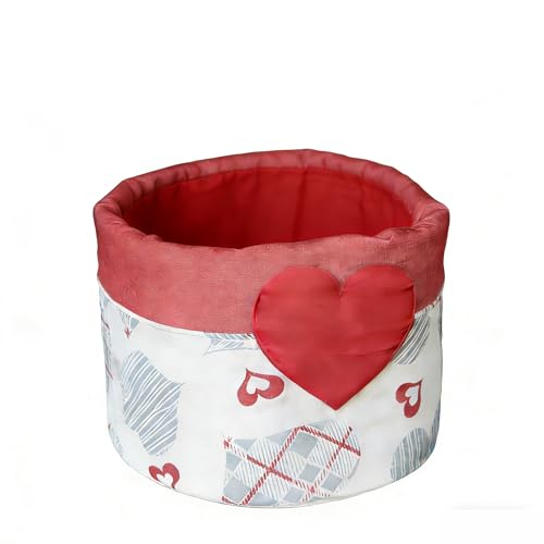 Cestino Portaoggetti Rotondo in Tessuto con Decorazione, Porta Capsule Caffè, Porta Pane e porta cialde, Multiuso, 20cm (Dis. 3)