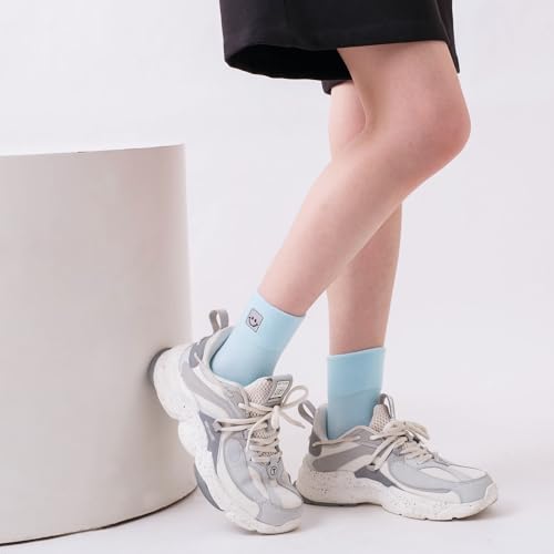 Image of HUGSWEET Cotton Soft Comfy Crew Ankle above Socks for Women Gift 5-10 Pairs | Colorful Casual Cute Funny Smiley Face Quarter Mini Crew Thin Socks, Elastic Lightweight Gifts for Women