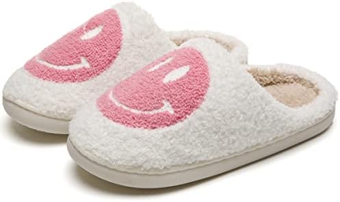 PLMOKN Slippers for women indoor and outdoor men open toe fluffy cute smile face slippers,B-Pink/9.5-10.5