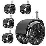 Bürostuhl Rollen 11 mm x 22 mm 5er Set Grau Gummi Rollen für Bürostühle Schreibtischstuh mit Doppelrädern Stuhlrollen für Parkett Geeignet Harte Böden Leises & Sanftes Gleiten