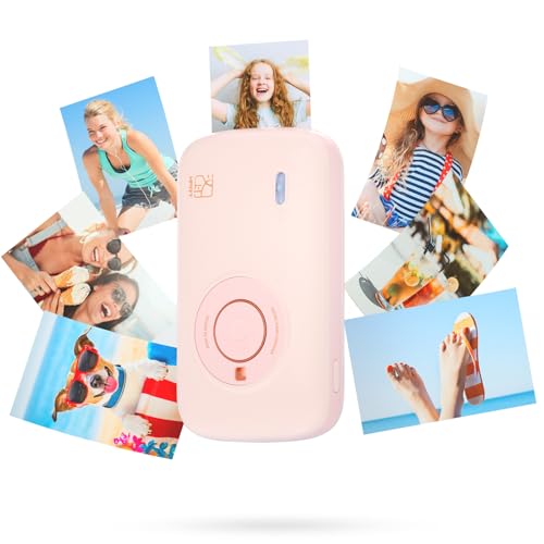 HPRT Mini Photo Printer for iPhone, Smartphone, Portable Instant Picture Printer with Bluetooth, Wireless Thermal Dye Sublimation Photo Printer CP2100 (Pink, Printer + 10 Sheets)