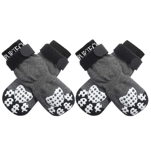 PUPTECK 2 Paar Doppelseitige Anti-Rutsch Hundesocken mit verstellbaren Riemen für den Innenbereich - Hundeschuhe Pfotenschutz Sommer Haustierpfoten Schutz Traktion Kontrolle Socken auf Hartholzboden PUPTECK 2 Paar Doppelseitige Anti-Rutsch Hundesocken mit verstellbaren Riemen für den Innenbereich - Hundeschuhe Pfotenschutz Sommer Haustierpfoten Schutz Traktion Kontrolle Socken auf Hartholzboden