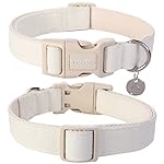 DOGWONG Cotton Hemp Dog Collar, Heavy-Duty Adjustable Soft Natural Fabric Pet Collar - Cute Wedding Puppy Necklace for Small to Large Dogs