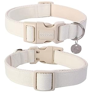 DOGWONG Cotton Hemp Dog Collar, Heavy-Duty White Dog Collar Durable Soft Natural Fabric Pet Dog Collar Cute Wedding Puppy Necklace for Small Medium Large Dog DOGWONG Cotton Hemp Dog Collar, Heavy-Duty White Dog Collar Durable Soft Natural Fabric Pet Dog Collar Cute Wedding Puppy Necklace for Small Medium Large Dog