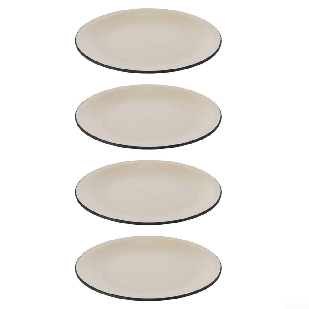 Juego de 4 platos redondos de melamina, 22,8 cm, irrompibles, color negro
