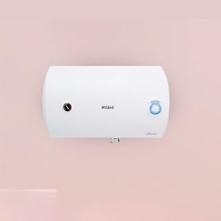 Milano Horizontal Electric Water Heater - (80 Litres) - White Finish | Instant Hot Water Heater For Bathroom | Blue Diamond Inner Tank Wall-Mounted Water Heater System For Shower - (45x76.6x76.6x45)cm