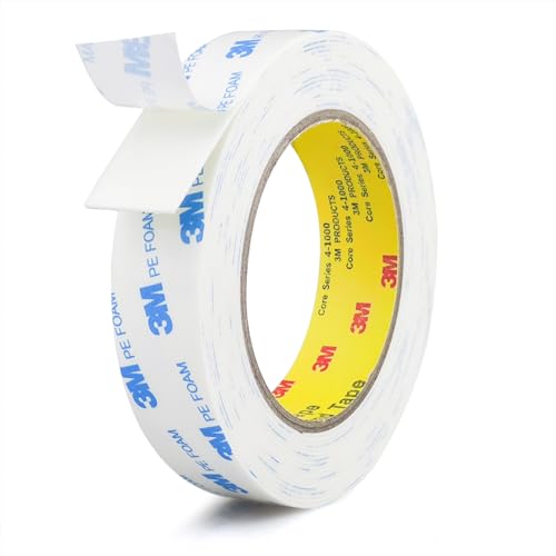 3M Double Sided Tape 1in x 16.5ft, Mounting Tape Heavy Duty, Removeable PE Foam Tape Strips, Strong...
