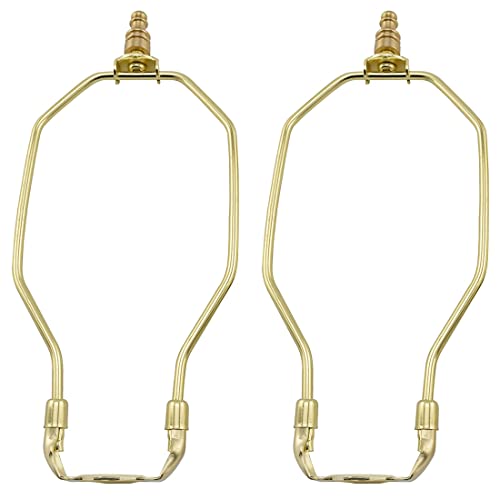 Marrteum 12-Inch Heavy Duty Lamp Harp Fitter With Chess-Shape Lamp Finial And Saddle Base For Lamp Shades [2Set Brass Tone] #TOP8