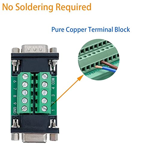 PENGLIN DB9 Stecker auf Buchse Breakout Board, RS232 D-SUB Seriell auf 9 Polige Anschlussklemme Gender Changer Stecker