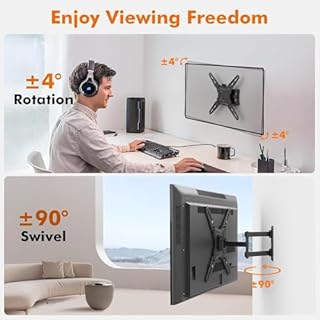 GRIFEMA GB1010 Supporto TV Parete per 26-65", Staffa TV con Braccio Girevole ed Estendibile, Fino a 35kg, VESA Max 400x400mm, Universale Porta TV da Parete, Nero