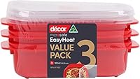 Decor Microsafe Oblong Storage Containe, Pack of 3 Pieces, 900ml Capacity, Assorted