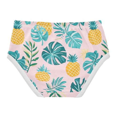 Wusikd Tropical Leaves Girls' Underwear Cotton Pineapples Pink Girls Briefs Soft Toddler Underwear 2T2