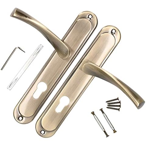 KOTARBAU Door Handle 90 mm PZ Door Handle Patina Door Fitting Door Handle Set Long Plate Door Handle Set Interior Door Exterior Door Handle Gate Fitting Cover