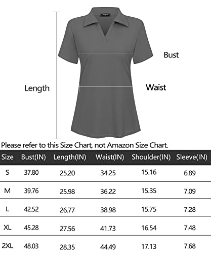 Vidusou Golf Polo Shirts For Women,Womens Golf Apparel Short Sleeve V Neck Athletic Tops Running Tennis Workout Shirts For Women Grey Large #TOP4