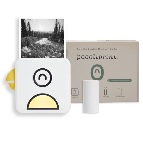Image of Poooliprint L2 Inkless Pocket Printer - Mini Phone Bluetooth Portable Poooli Thermal Printer for iOS + Android Print Sticky Photos, Labels, Notes, Lists for Journal, Yellow