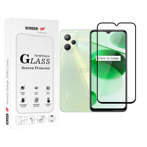 Image of ScreenUp Tempered Glass For Realme C35 - Ultra Clear, 9H Scratch Resistant, Full Coverage, Easy Install Screen Protector
