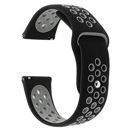 Image of ACUTAS 22MM Classic Silicone Replacment Strap Band for Fossil Gen 5 | Fossil Gen 5E | Fossil Gen 6 44mm Smartwatch (Black /Grey)