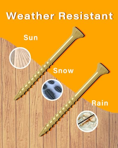Image of IMSCREWS #10 x 5 Inch Deck Screws Exterior Wood Screws Tan Coated Carbon Steel Star Drive T25 Coarse Thread Partial Thread with Type 17 Point 125 Pack
