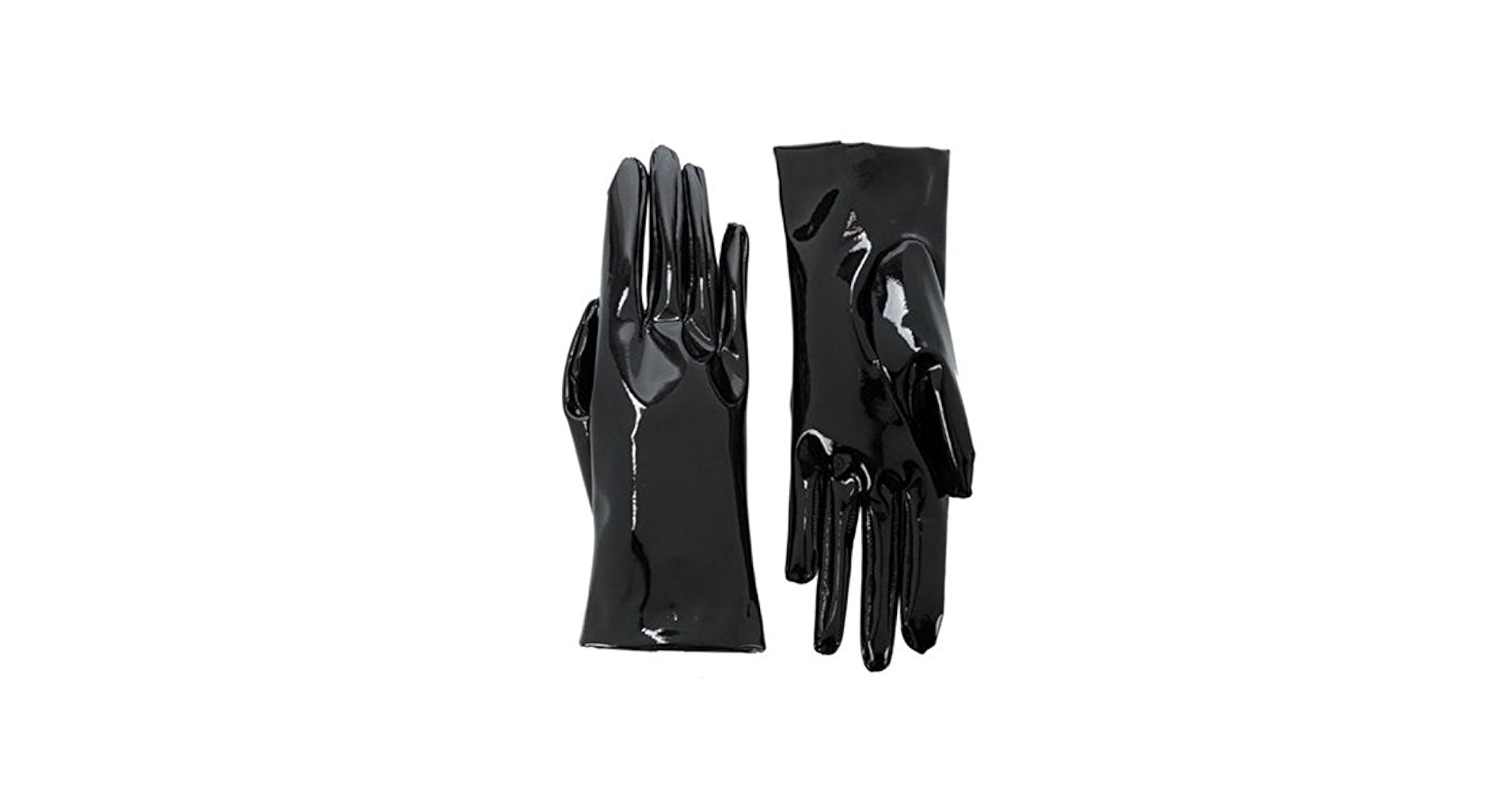 litmus / LUTENS Her Praha レザーハーネス black Shine Leather Faux Patent Leather Wrist Long Gloves Black
