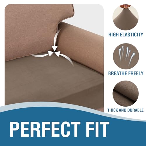 H.VERSAILTEX Fleece Couch Cushion Covers Stretch Chair Covers for Living Room Armchair Sectional Couch Covers Comfortable and Durable Fabric(1 Seater Cushion Cover, Taupe) - image 6