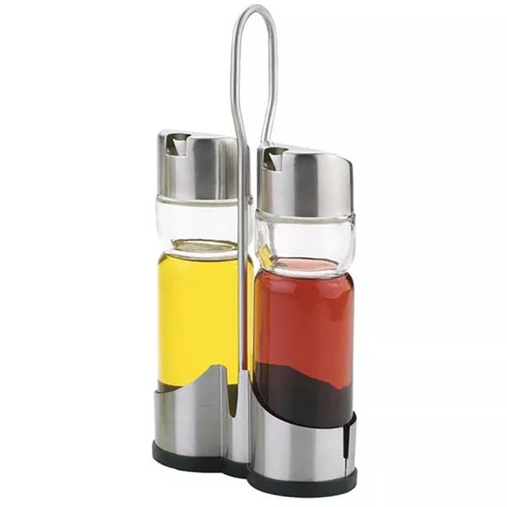 Set di Oliera e Acetiera - Acciaio Inox e Vetro - 2 Pezzi