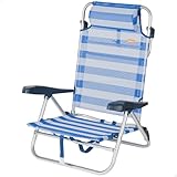 AKTIVE Chaise de Plage Pliable, à Rayures, textilène et Aluminium, 47 x 49 x 82 cm, 8 Positions, 110 kg, 2,52 kg