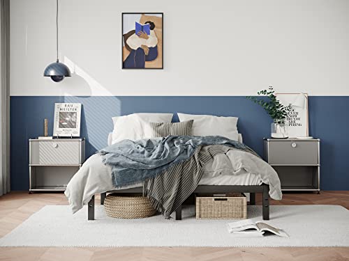 Minimalist Studio Metal Bed Frame – Heavy Duty Mattress Foundation With Anti-Slip Steel Slat Support, Durable Platform Base With Underbed Storage, Easy Assembly (Full) #TOP1