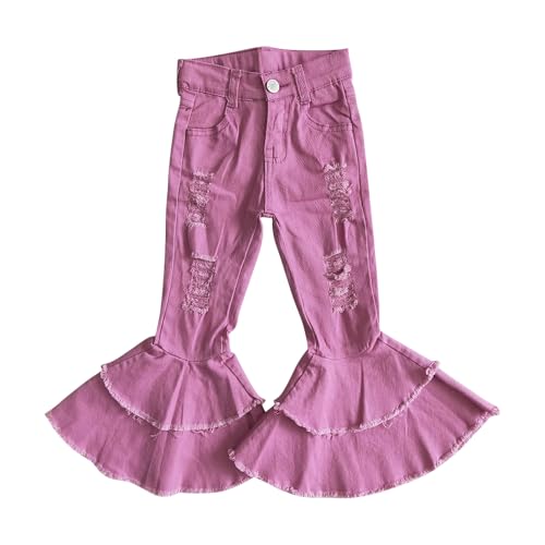 Todder C13-11 hot Pink Girl Jeans Ruffle Bell Bottom