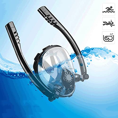 Máscara de snorkel facial completa GeRRiT, equipo de snorkel para adultos y jóvenes, set seco con tubos dobles para respirar y soporte para cámara, máscara de buceo antiempañante miniatura 5
