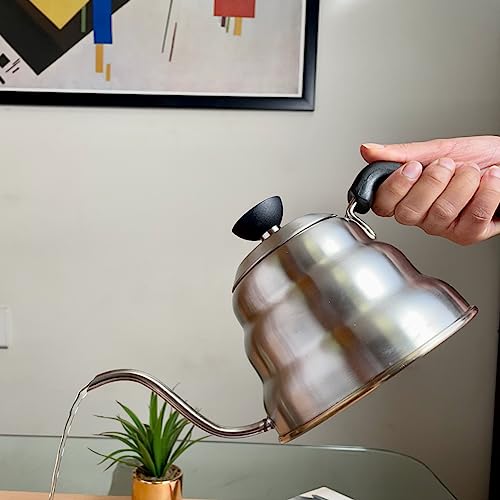Image of Sipologie Premium Gooseneck Kettle 1000ml - Sleek Stainless Steel Construction - Perfect for Pour Over Coffee & Tea - Long Spout for Controlled Pouring - A Must-Have for Coffee and Tea Enthusiasts