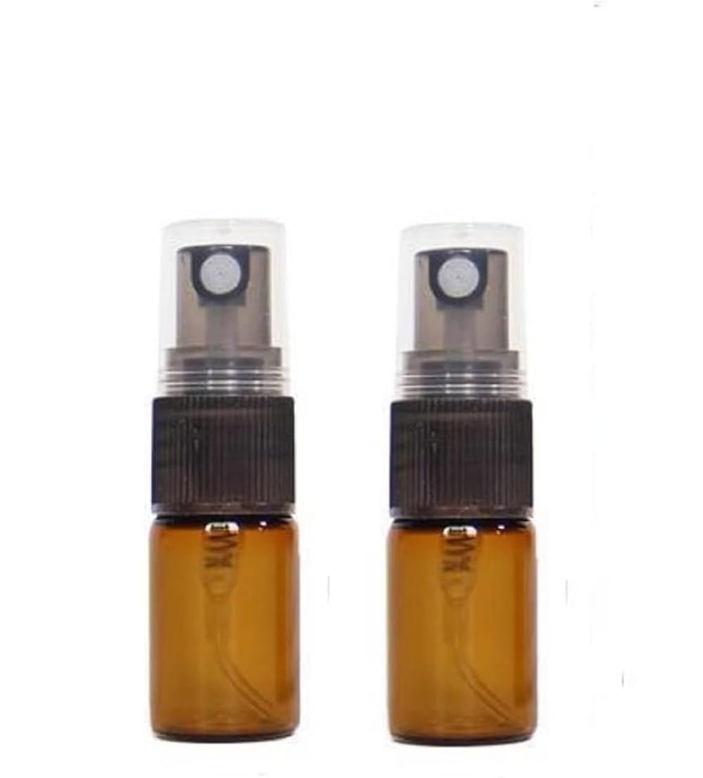 Cmj Amber/Black Cmj™ 2 X 3Ml Glass Spray Bottles Atomiser Travel Perfume Liquid Sample Atomizer Lid Uk Seller