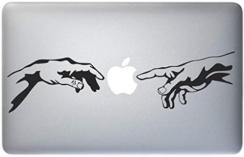 Adesivo Laptop Mani Michelangelo - Pc Portatile Tablet Laptop Decal Sticker Art Painting Design Vinyl PRO AirBook Retina 11 13 15 17 Pollici Decor Stickers (11 13 15 17 Inches) 2 Pezzi 13X6 CM Nero